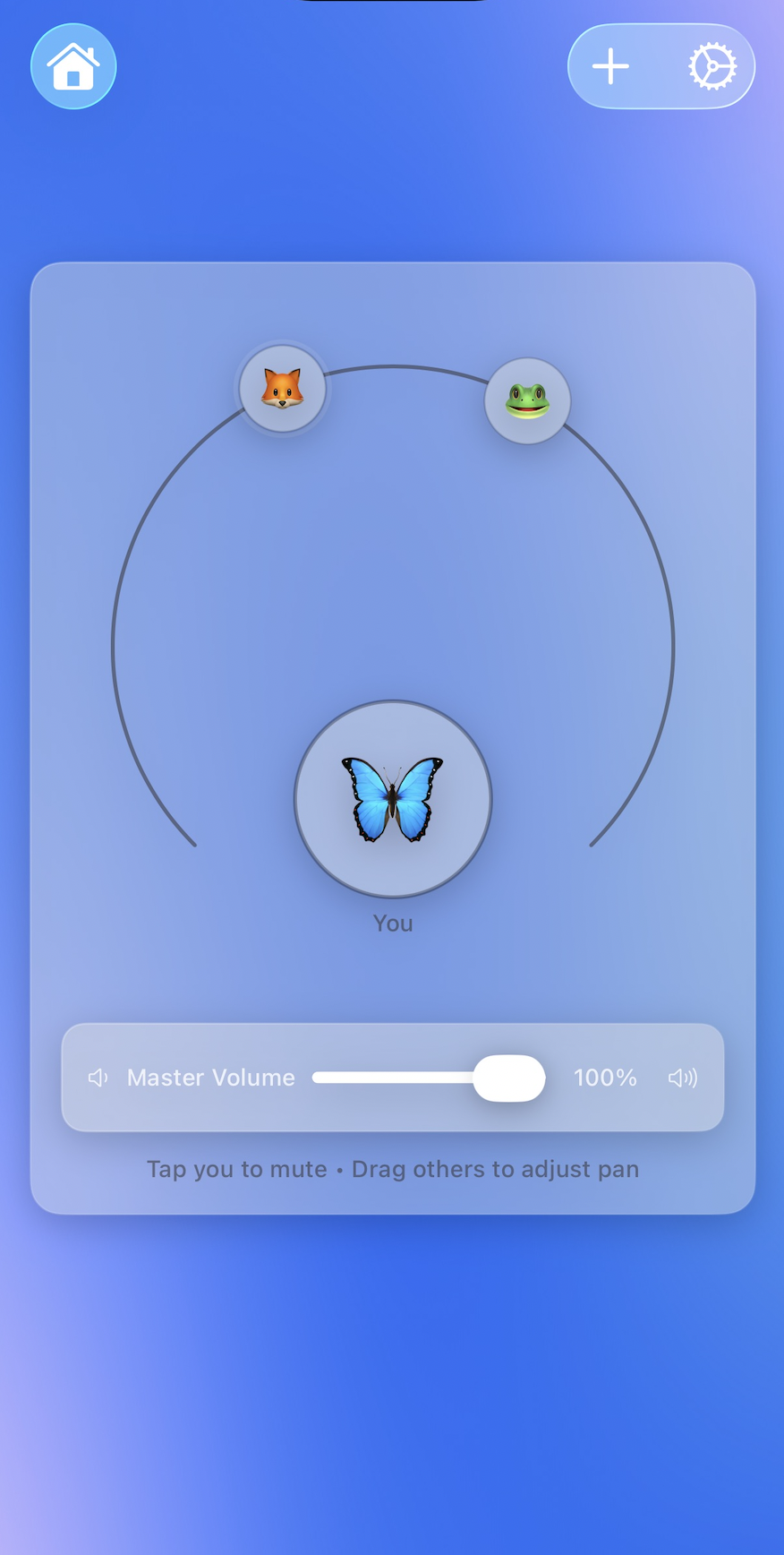 Bubble app screenshot showing spatial audio with friends